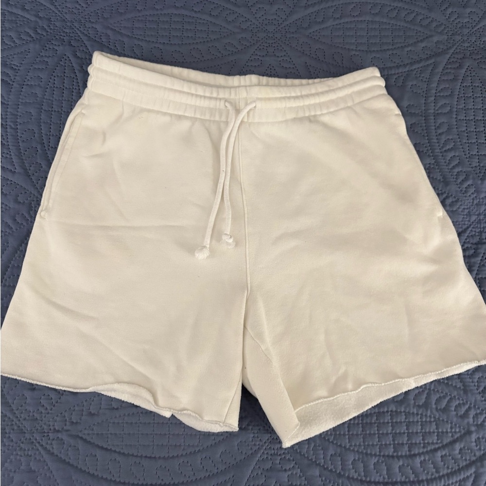 TNA Cozy Fleece Boyfriend Shorts in Cream